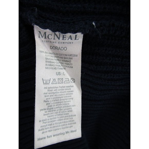 McNeal Sweater Large Pullover Turtleneck Toggle Patch Thick Cotton - Picture 9 of 10